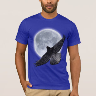 Flying Black Raven Embracing the Moon T-Shirt