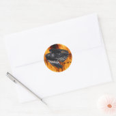 Flying Black Raven & Flames Photo Design 7 Ronde Sticker (Envelop)