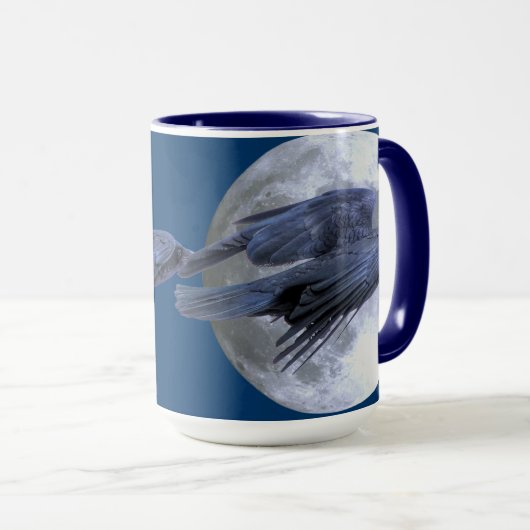 Flying Black Raven Gothic, Celtic, Wiccan Mok (Voorkant rechts)