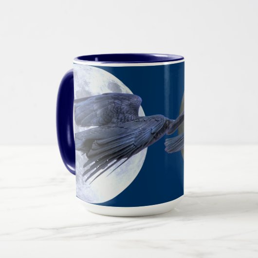 Flying Black Raven Gothic, Celtic, Wiccan Mok (Voorkant links)