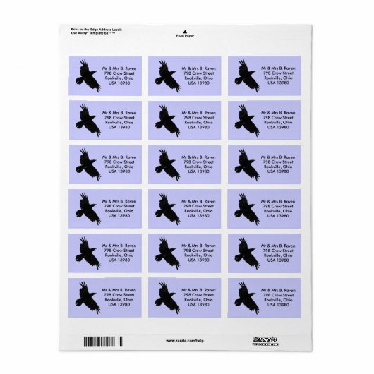 Flying Black Raven Labels (Full Sheet)