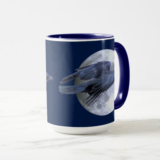 Flying Black Raven & Moon Gothic Wildlife Design Mok (Voorkant rechts)