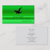 Flying Black Raven on green metallic look effect Visitekaartje (Voorkant / Achterkant)