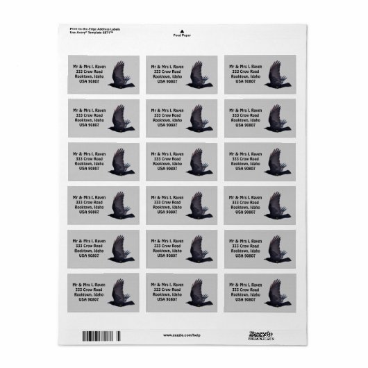 Flying Black Raven Photo Labels (Full Sheet)