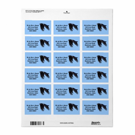 Flying Black Raven Photo Labels 6 (Full Sheet)