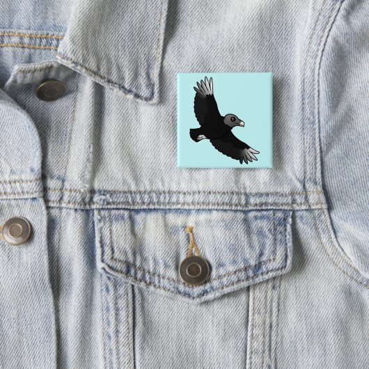 Flying Black Vulture Vierkante Button 5,1 Cm (In situ)