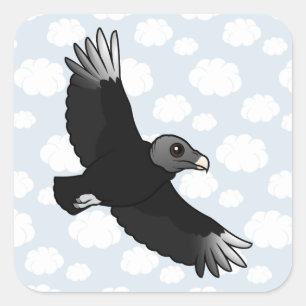 Flying Black Vulture Vierkante Sticker