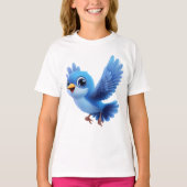 Flying Blue Bird – Flappy Cartoon Character Kids  T-shirt (Voorkant)