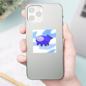 Flying Blue Spaceship  Sticker (Telefoon)