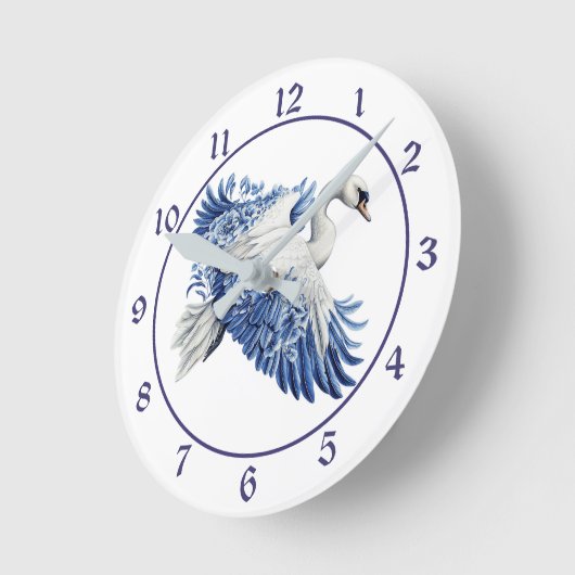 Flying Blue Swan Floral Ronde Klok (Hoek)