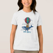 Flying Blue Whale with Hot Air Balloon Tri-Blend Shirt (Voorkant)