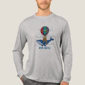 Flying Blue Whale with Hot Air Balloon Tri-Blend Shirt (Voorkant volledig)