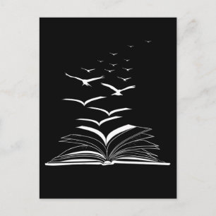 Flying Book Birds Library Bookworm Inspiration Briefkaart