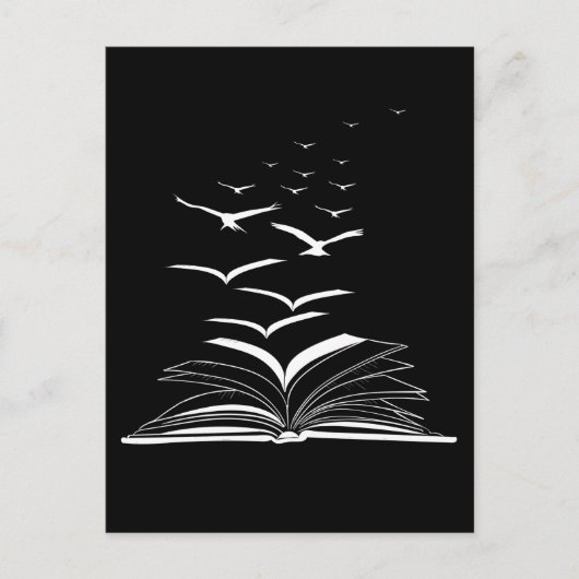 Flying Book Birds Library Bookworm Inspiration Briefkaart (Voorkant)