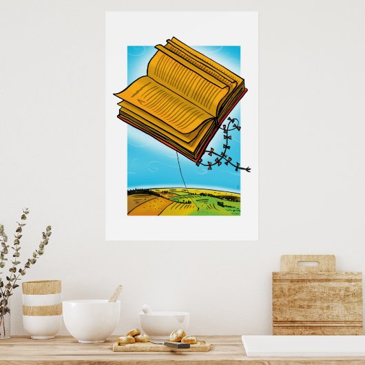 Flying Book Kite Poster (Keuken)