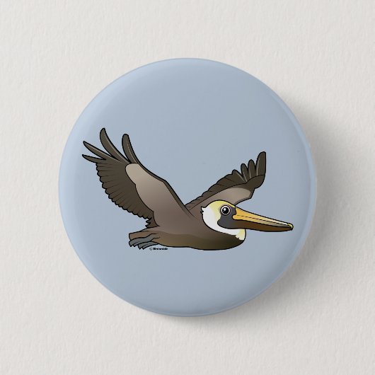 Flying Brown Pelican Ronde Button 5,7 Cm (Voorkant)