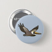 Flying Brown Pelican Ronde Button 5,7 Cm (Voorkant /achterkant)