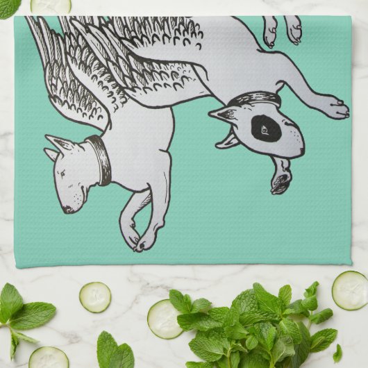 Flying Bull Terriers Tea Towel Theedoek (Gevouwen)