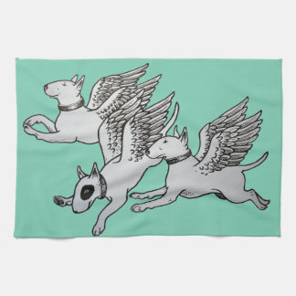Flying Bull Terriers Tea Towel Theedoek