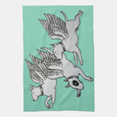 Flying Bull Terriers Tea Towel Theedoek (Verticaal)