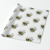 Flying Bumble BEE, Freehand Digital Drawing Insect Cadeaupapier (Uitgerold)