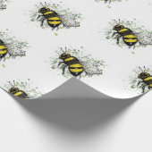 Flying Bumble BEE, Freehand Digital Drawing Insect Cadeaupapier (Hoek)