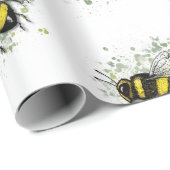 Flying Bumble BEE, Freehand Digital Drawing Insect Cadeaupapier (Rol Hoek)