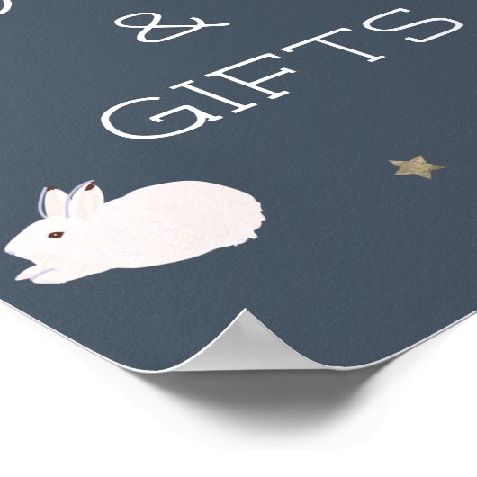 Flying Bunny Baby shower Books & Gifts Sign Poster (Hoek)