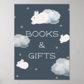 Flying Bunny Baby shower Books & Gifts Sign Poster (Voorkant)