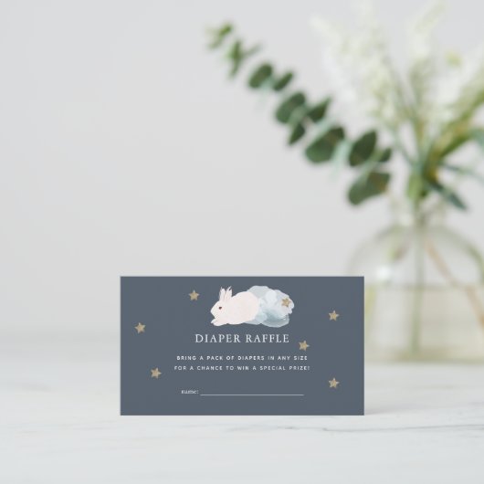 Flying Bunny Navy Baby shower Luier Raffle Ticket Informatiekaartje (Staand voorkant)