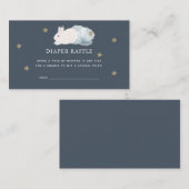 Flying Bunny Navy Baby shower Luier Raffle Ticket Informatiekaartje (Voorkant / Achterkant)