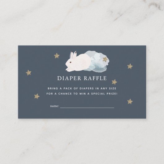 Flying Bunny Navy Baby shower Luier Raffle Ticket Informatiekaartje (Voorkant)