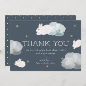 Flying Bunny Star & Cloud Navy Blue Hartelijk dank Feestdagenkaart (Voorkant / Achterkant)