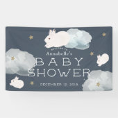 Flying Bunny Stars Clouds Baby shower Banner (Horizontaal)