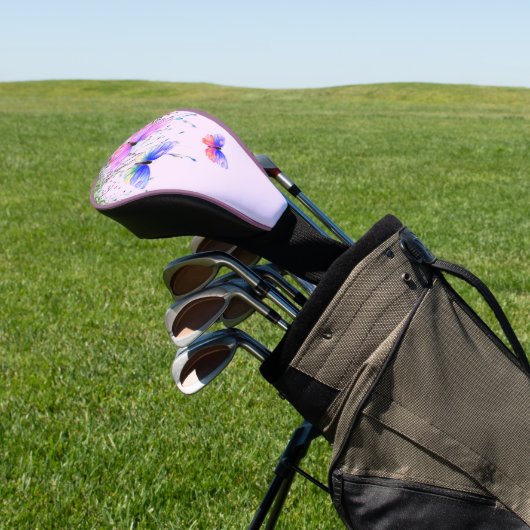 Flying Butterflies Golf Head Hoesje Golfheadcover (Insitu)