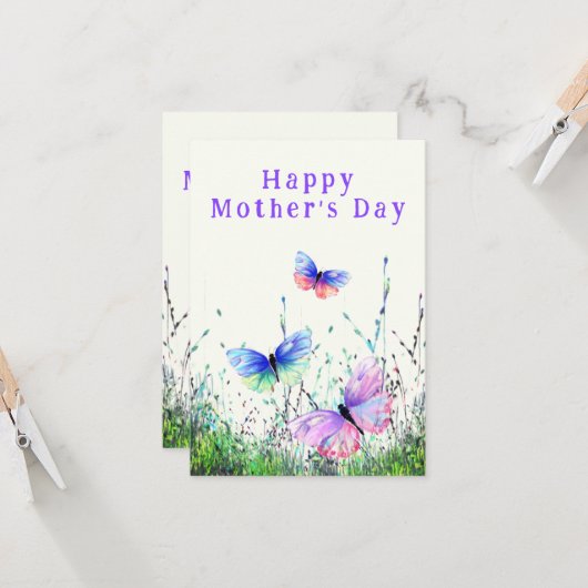 Flying Butterflies Moederdag Kaart (Voorkant / Achterkant in situ)