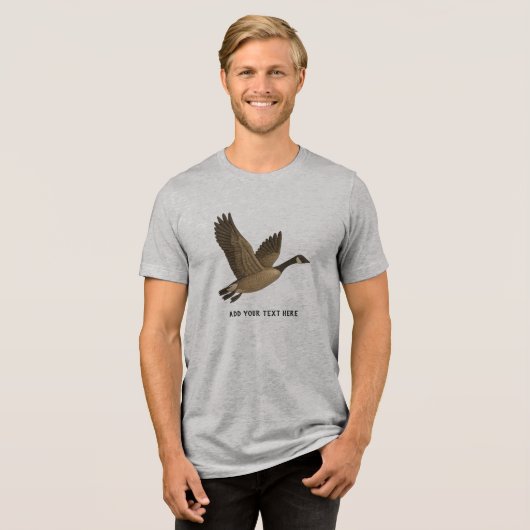 Flying Canada Goose Aangepaste tekst Tri-Blend Shirt (Voorkant volledig)