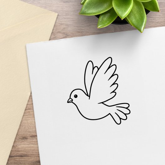 Flying Cartoon Dove Bird Color Me Rubberstempel
