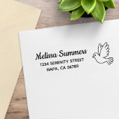 Flying Cartoon Dove Bird Return Address Rubberstempel