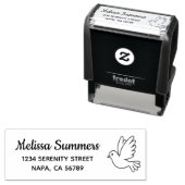 Flying Cartoon Dove Bird Return Address Zelfinktende Stempel (In situ)