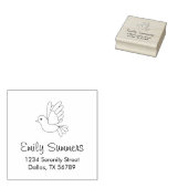 Flying Cartoon Dove Pigeon Bird Address Rubberstempel (Gestempeld)