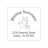 Flying Cartoon Dove Pigeon Bird Return Address Rubberstempel (Afrduk)