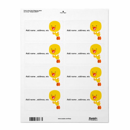 Flying Cartoon Ducking Shipping Label (Full Sheet)