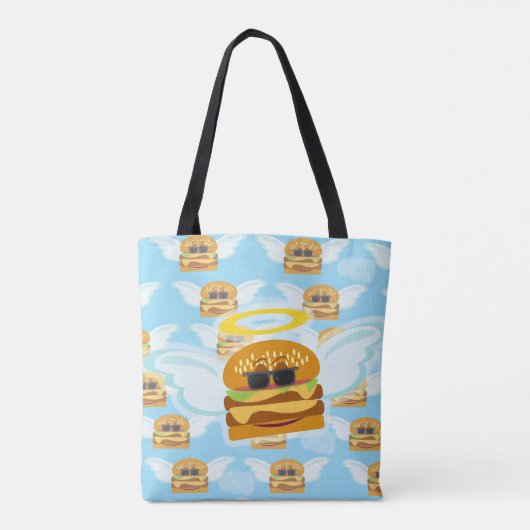 Flying Cheeseburger Fun Pattern Art Tote Bag (Achterkant)