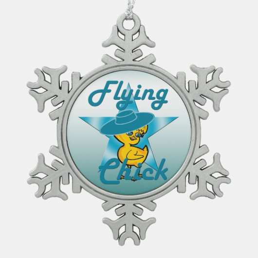 Flying Chick #7 Tin Sneeuwvlok Ornament (Voorkant)