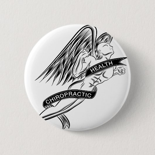 Flying Chiropractic Angel Ronde Button 5,7 Cm (Voorkant)