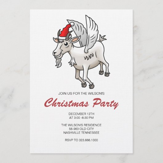 Flying Christmas Party Goat Kaart (Voorkant)