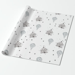 Flying Circus & Hot Air Balloon Waterverf Nursery Cadeaupapier