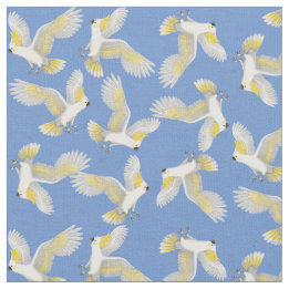 Flying Citron Crested Cockatau Parrot Fabric Stof