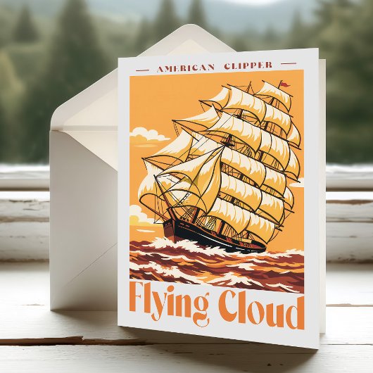 Flying Cloud Amerikaanse Klipper Schip Vintage Pos Bedankkaart
